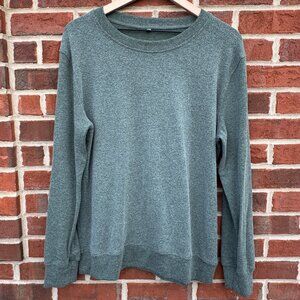 Crewneck Pullover Top Womens Large Green Flannelette Brushed Cotton Look